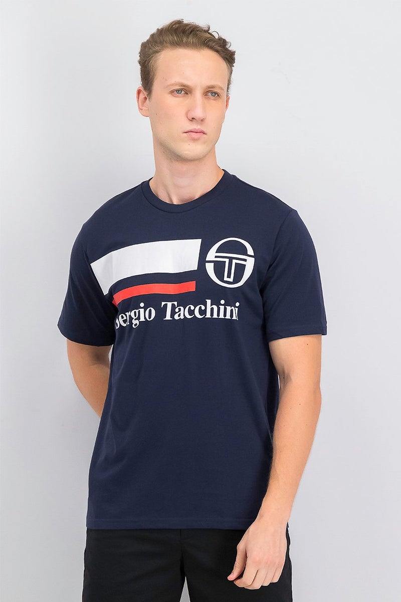 Sergio Tacchini Men Falcade Graphic T-shirt, Navy and White - Image 1